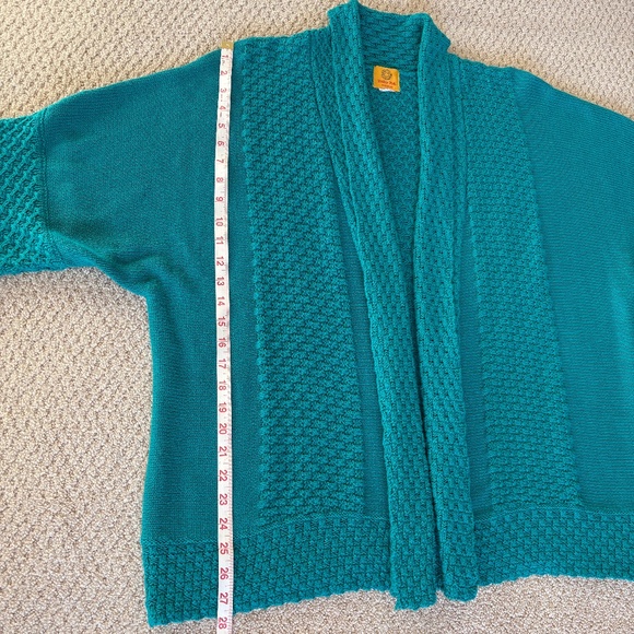 Ruby Rd sweater chunky knit open drape cardigan green - Picture 7 of 16
